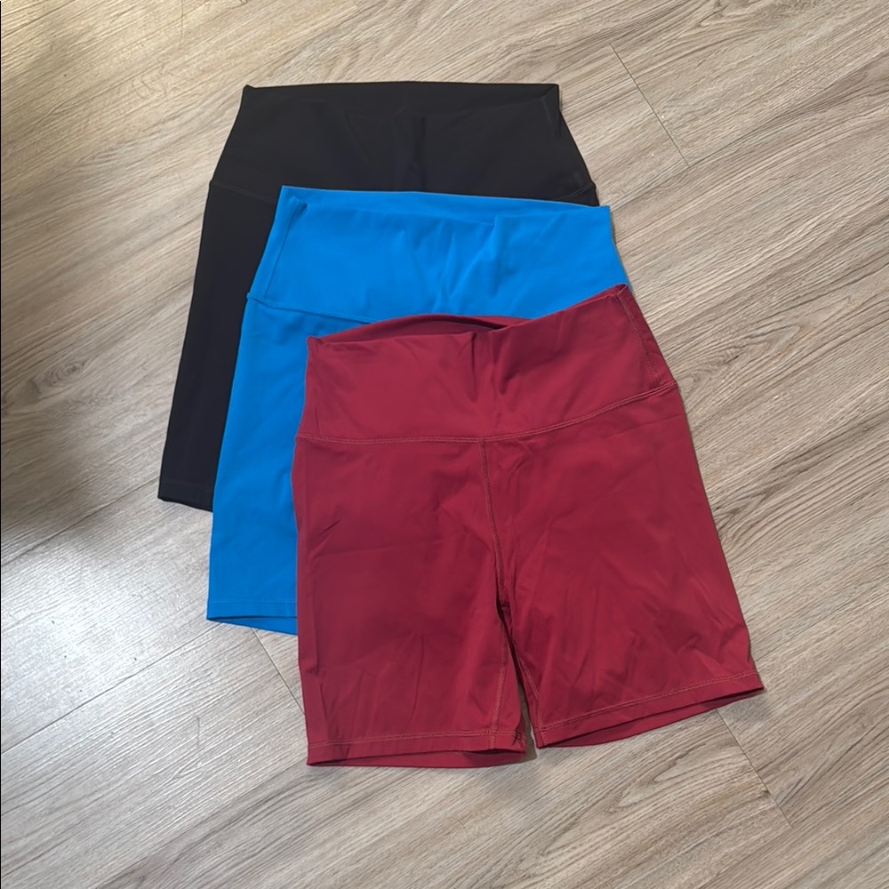 Set of Three Athletic Shorts - Black, Blue, Red